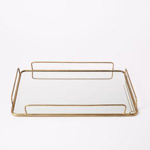 Fishs Eddy Gilded Cafe Mirror Tray, Large, 12" W x 18" L